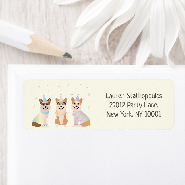 Étiquette Joyeux Anniversaire Pembroke Welsh Corgi Chiens (En situation)