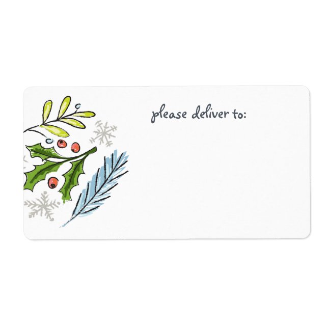 Étiquette Joyeux Boughs d'épinette de Noël vierges (Devant)