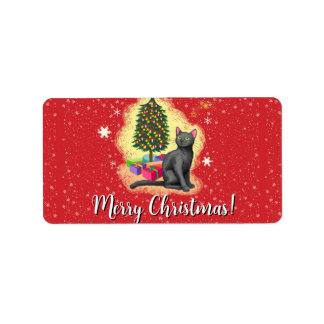 Étiquette Joyeux chat de Noël