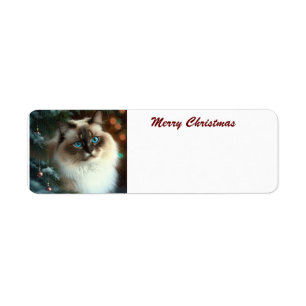 Étiquette Joyeux chat de Noël