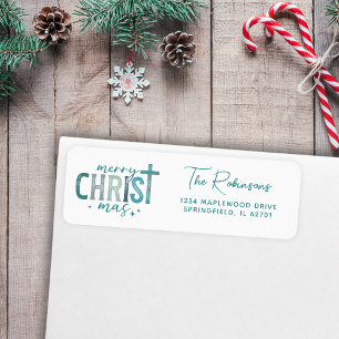 Étiquette Joyeux Christ mas Christian Boho Nom de famille pe