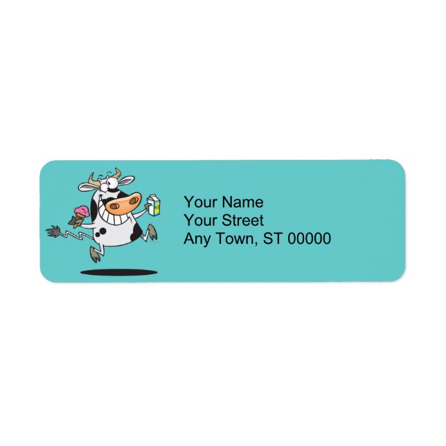 Étiquette joyeux dessin de vache laitière caricature crème g (Devant)