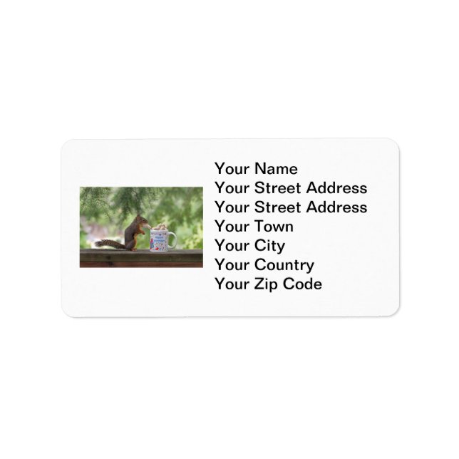 Étiquette Joyeux écureuil d'anniversaire (Devant)