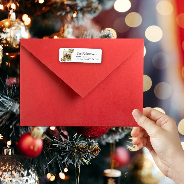 Étiquette Joyeux et brillant Floral vacances personnalisées (Créateur téléchargé)