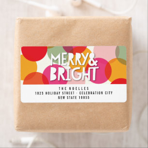Étiquette Joyeux et brillant plaisir coloré Confetti Dots va