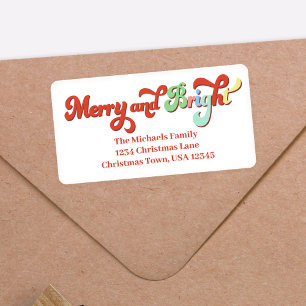 Étiquette Joyeux et lumineux Noël Adresse de retour