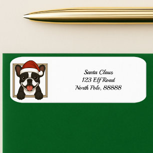 Étiquette Joyeux French Bulldog Christmas Return Adresse