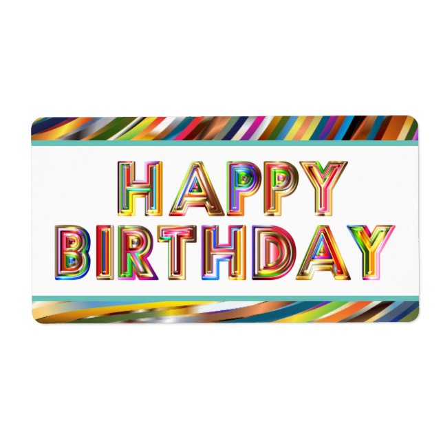 Étiquette Joyeux Hologramme d'anniversaire (Devant)