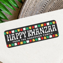 Joyeux Kwanzaa mosaïque africaine bordures nom per