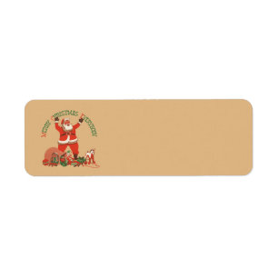 Étiquette Joyeux Noël à tous ! Père Noël vintage