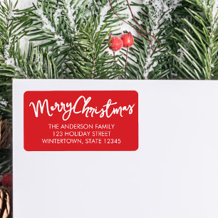 Étiquette Joyeux Noël Adresse de Retour Rouge