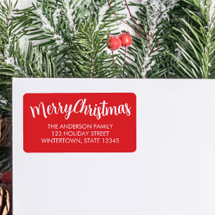 Étiquette Joyeux Noël Adresse de Retour Rouge