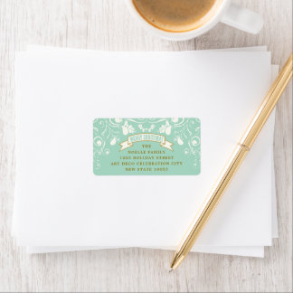 Étiquette Joyeux Noël Art Nouveau Floral Adresse de vacances