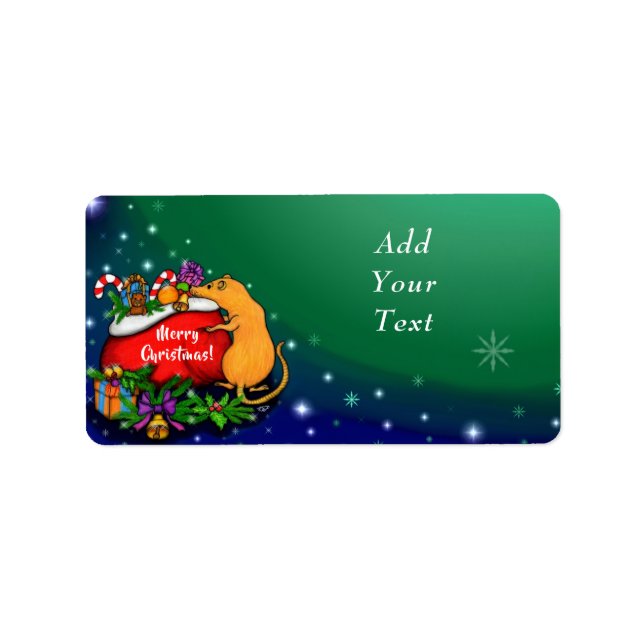 Étiquette Joyeux Noël avec Rat Prince (Devant)