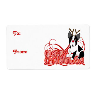 Étiquette Joyeux Noël Boston Terrier