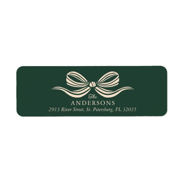 Étiquette Joyeux Noël Bow Retour Adresse Label (Devant)