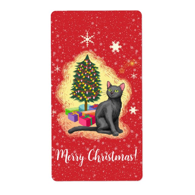 Étiquette Joyeux Noël Chat (Devant)