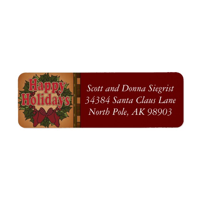 Étiquette Joyeux Noël de la couronne de vacances (Devant)