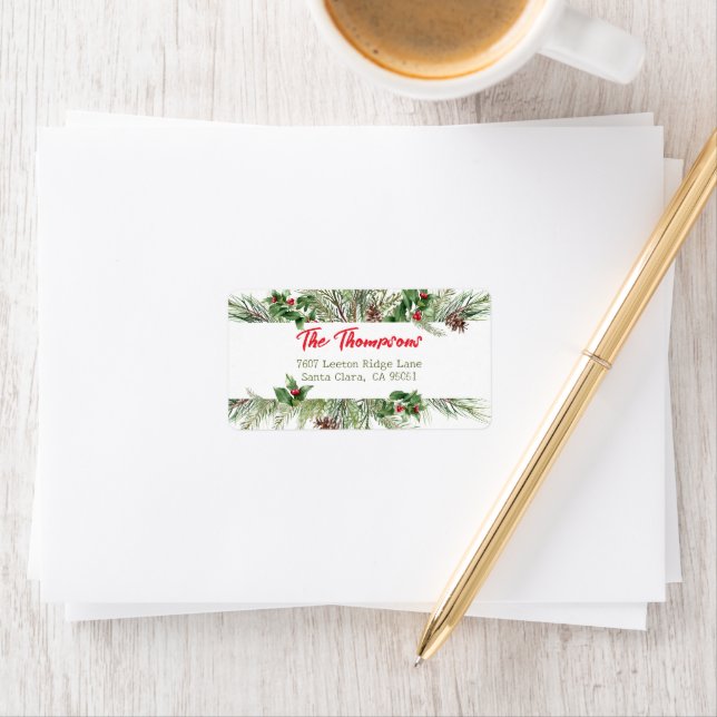 Étiquette Joyeux Noël encadré Hiver Voeux (En situation)