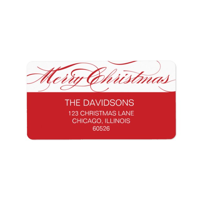 Étiquette Joyeux Noël -étiquette de adresse de typographie (Devant)