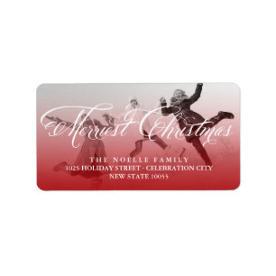 Étiquette Joyeux Noël Fantaisie Script Photo Adresse