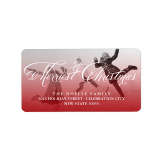 Étiquette Joyeux Noël Fantaisie Script Photo Adresse