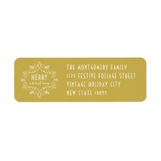 Étiquette Joyeux Noël Folio Art Déco Adresse de vacances