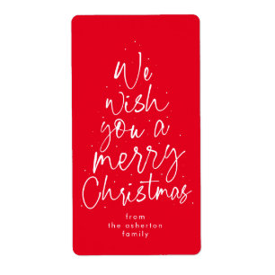 Étiquette Joyeux Noël fun festif cadeau de vacances rouge