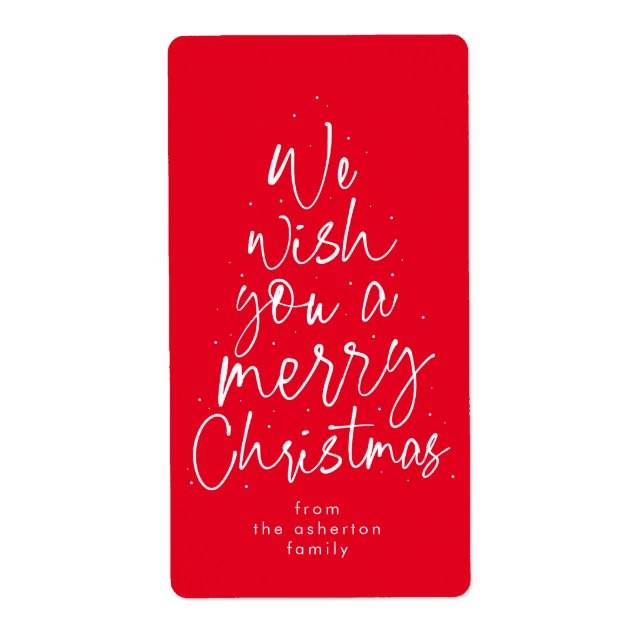 Étiquette Joyeux Noël fun festif cadeau de vacances rouge (Devant)