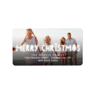 Étiquette Joyeux Noël Glow Holiday Photo Return Adresse