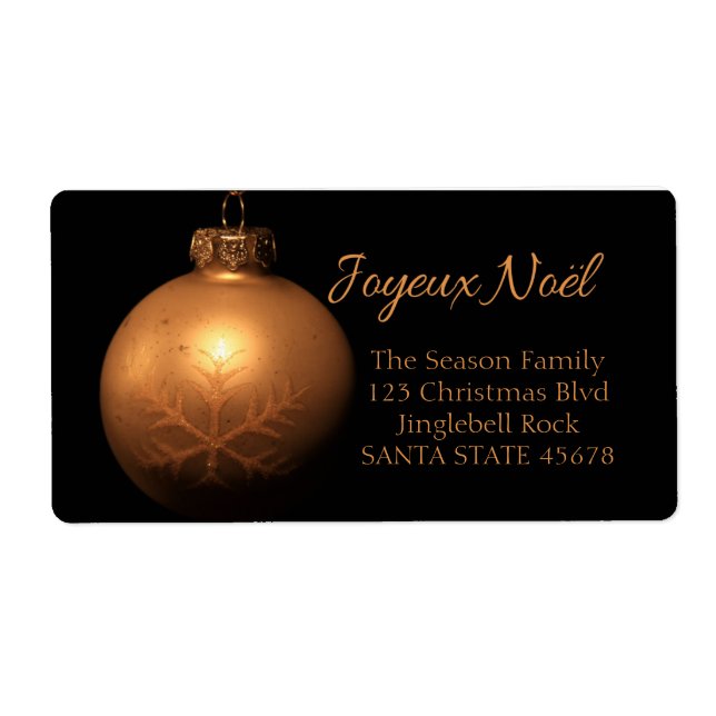 Étiquette Joyeux Noël Golden ornament label (Devant)