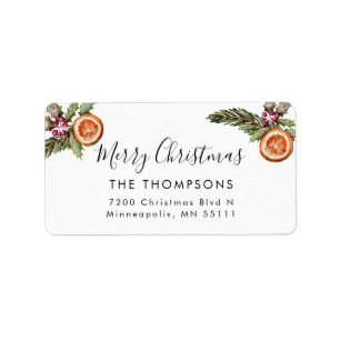 Étiquette Joyeux Noël hiver verdure Adresse de retour
