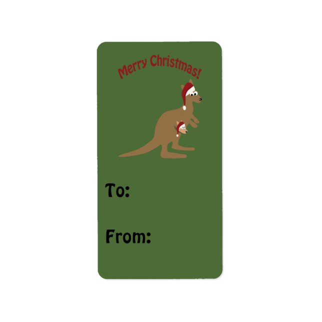 Étiquette Joyeux Noël Kangaroos (Devant)