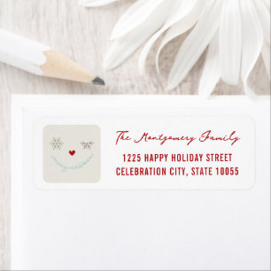 Étiquette Joyeux Noël mignon Smiley Visage Adresse de vacanc