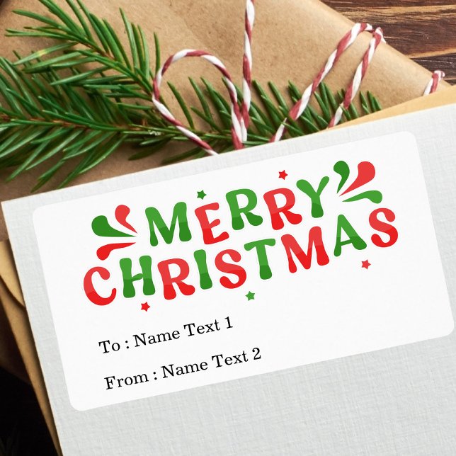 Étiquette Joyeux Noël Moderne Coloré À De (Créateur téléchargé)