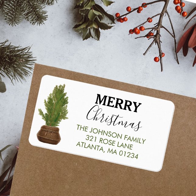 Étiquette Joyeux Noël Moderne Rustique Adresse de Retour (Merry Christmas Modern Rustic Return Address)
