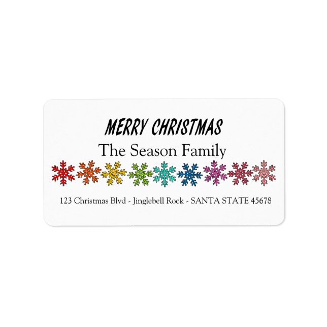 Étiquette Joyeux Noël Rainbow snowflèches (Devant)