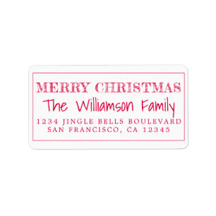 Étiquette Joyeux Noël Red Return Adresse