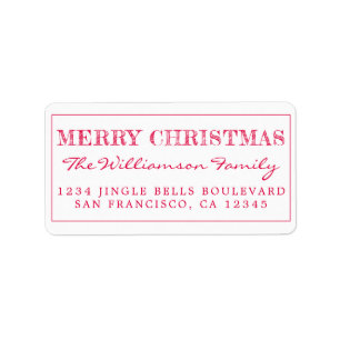 Étiquette Joyeux Noël Red Return Adresse