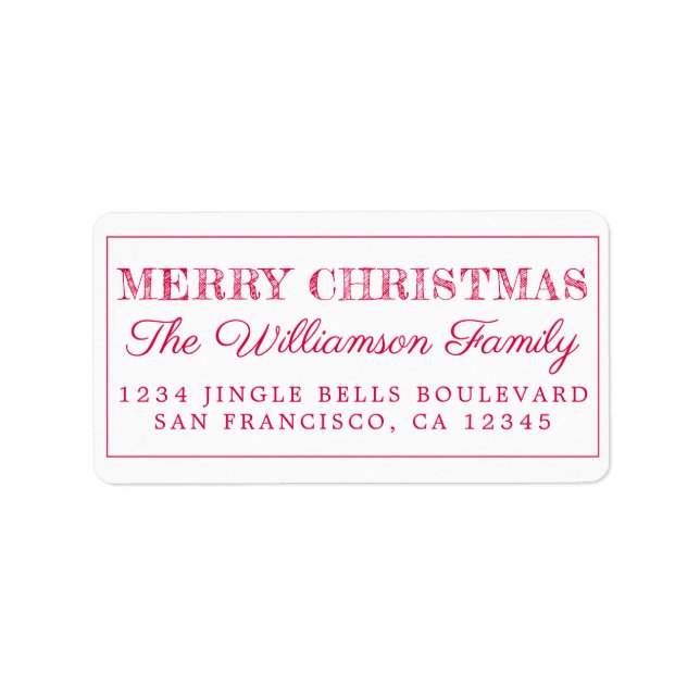 Étiquette Joyeux Noël Red Return Adresse (Devant)