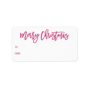 Étiquette Joyeux Noël rose à la main