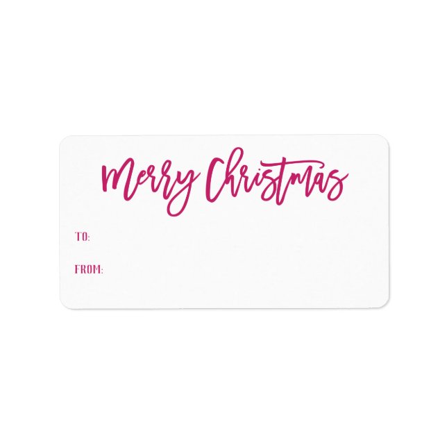 Étiquette Joyeux Noël rose à la main (Devant)