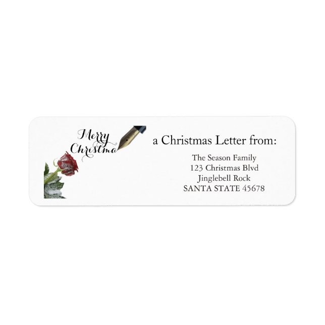 Étiquette Joyeux Noël rose neige (Devant)