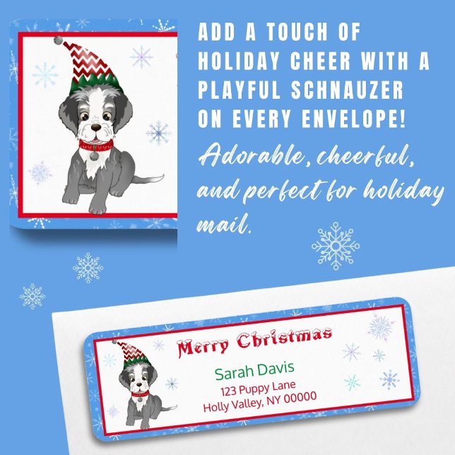 Étiquette Joyeux Noël Schnauzer Festif Vacances Retour (Créateur téléchargé)