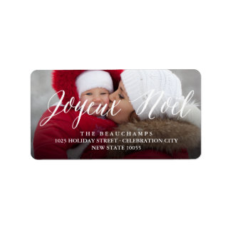 Étiquette Joyeux Noel Script Photo Noël Adresse de retour