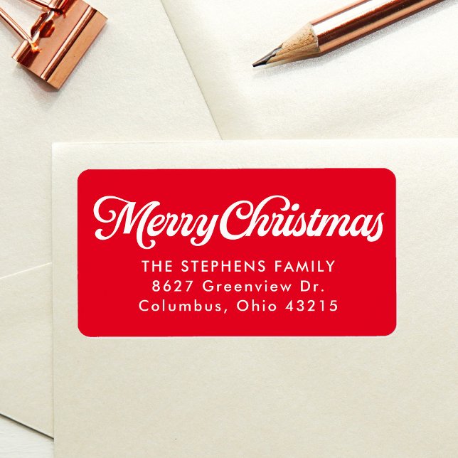 Étiquette Joyeux Noël simple adresse de retour rouge (Créateur téléchargé)