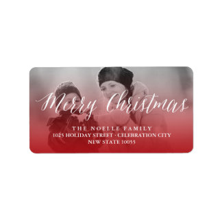 Étiquette Joyeux Noël Simple Blanc Script Retourner Adresse