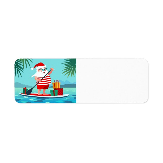 Étiquette Joyeux Noël tropical Santa (Devant)