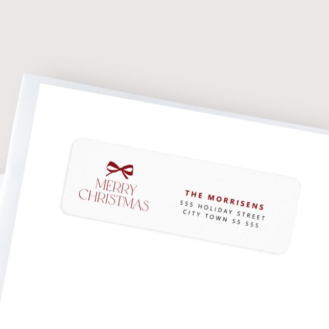 Étiquette Joyeux Noël typographie rouge moderne vacances (Créateur téléchargé)