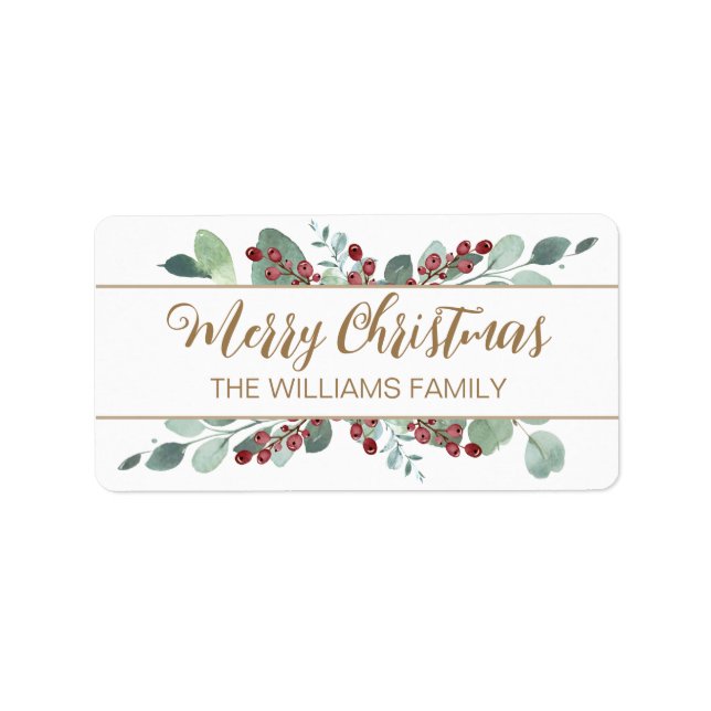 Étiquette Joyeux Noël vert CranBerries Or (Devant)